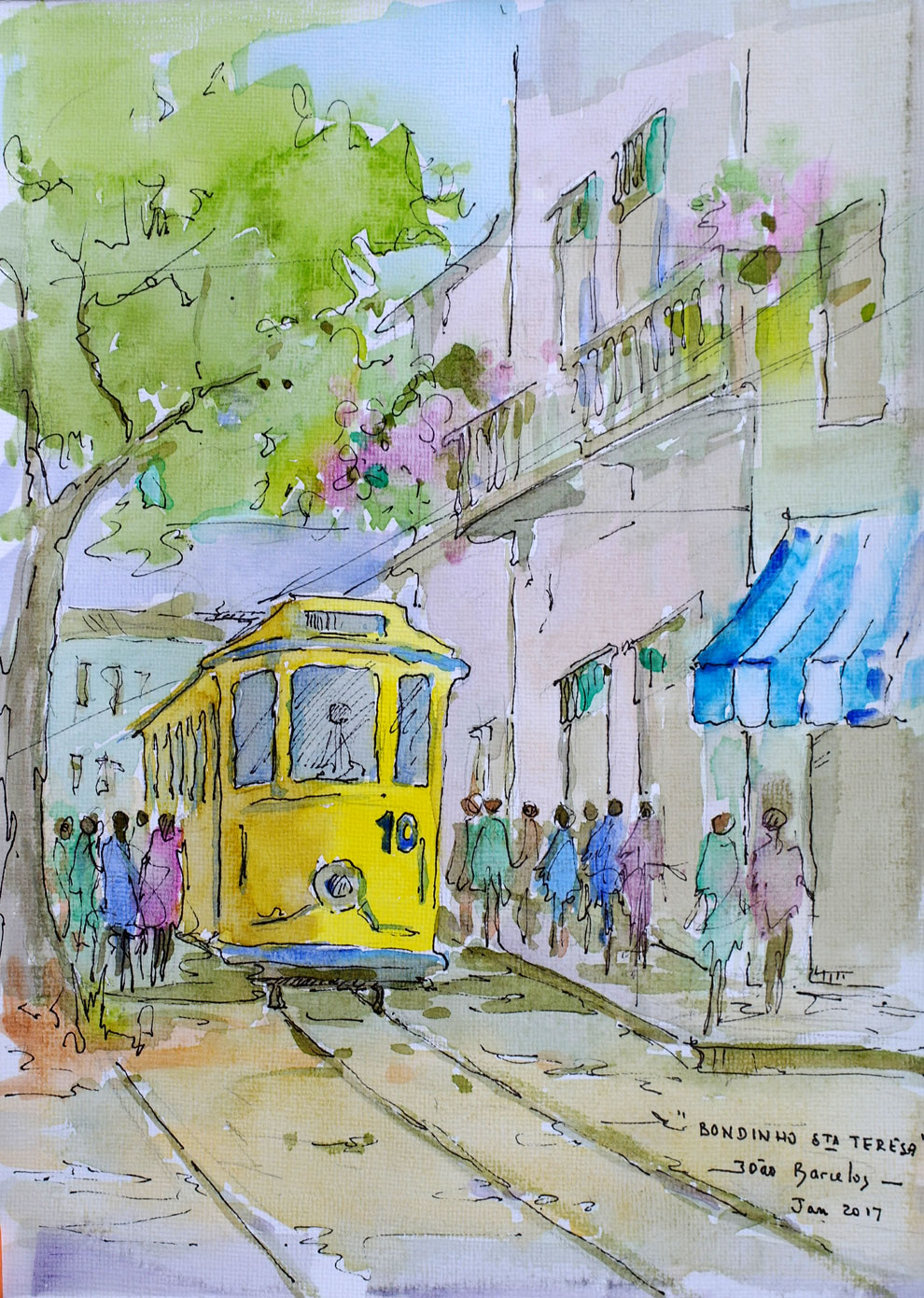 Yellow Tram in Santa Teresa