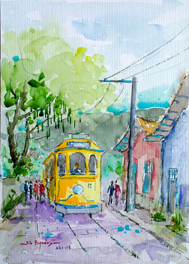 Yellow Tram in Santa Teresa