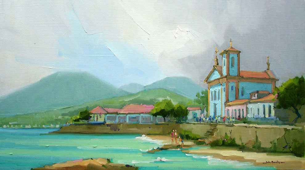 Praia e Igreja de Santa Luzia na Metade do Séc. XIX